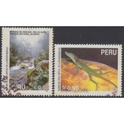 Perú 1067/68 1995 Parque Nacional de Manu fauna Anolis Punctatus Usado
