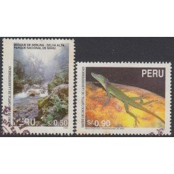 Perú 1067/68 1995 Parque Nacional de Manu fauna Anolis Punctatus Usado Perú 1067/68 1995 Parque Nacional de Manu fauna Anolis Punctatus Usado