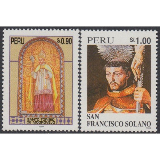 Perú 1071/72 1995 Sto Toribio de Mogrovejo San Francisco Solano MNH Perú 1071/72 1995 Sto Toribio de Mogrovejo San Francisco Solano MNH