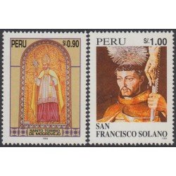 Perú 1071/72a Dentado 1995 Sto Toribio de Mogrovejo San Francisco Solano MNH Perú 1071/72a Dentado 1995 Sto Toribio de Mogrovejo San Francisco Solano MNH