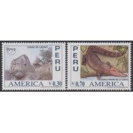 Perú 1076/77 1996 Upaep Lomas de Lachay Cocodrilo Negro de la Costa MNH