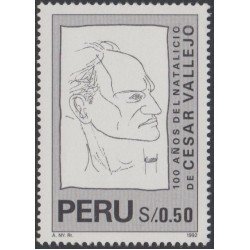 Perú 1084 1996 Centenario del nacimiento del poeta César Vallejo MNH Perú 1084 1996 Centenario del nacimiento del poeta César Vallejo MNH
