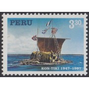 Perú 1098 1996 50 años de la expedición de Kon-Tiki barco ship MNH