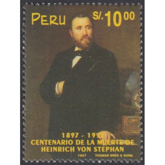 Perú 1104 1997 Centenario de la muerte de Heinrich von Stephan MNH Perú 1104 1997 Centenario de la muerte de Heinrich von Stephan MNH