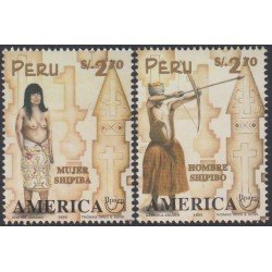 Perú 1105/06 1996 Upaep Mujer shipiba Hombre shipibo MNH Perú 1105/06 1996 Upaep Mujer shipiba Hombre shipibo MNH