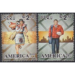 Perú 1107/08 1997 Upaep Mensajero Inca y moderno MNH Perú 1107/08 1997 Upaep Mensajero Inca y moderno MNH