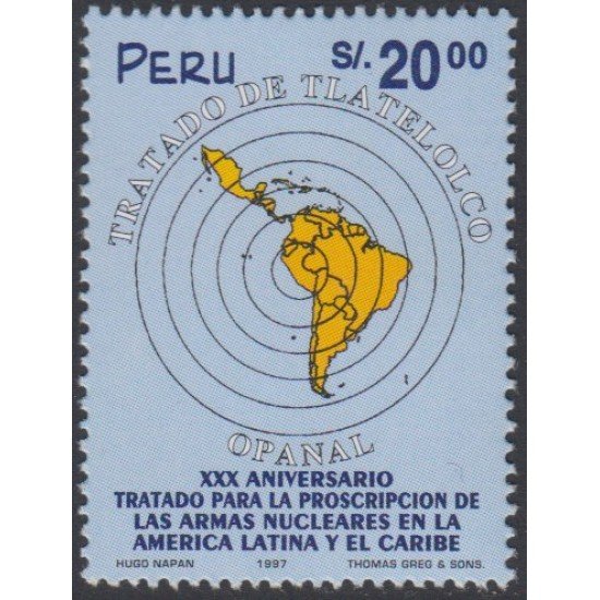 Perú 1120 1997 XXX Aniversario tratado para la proscripción de las armas nucleares Perú 1120 1997 XXX Aniversario tratado para la proscripción de las armas nucleares
