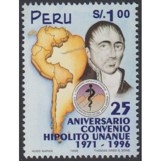 Perú 1123 1997 25 Aniversario Convenio Hipólito Unanue MNH Perú 1123 1997 25 Aniversario Convenio Hipólito Unanue MNH