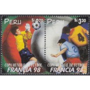 Perú 1131/32 1998 Copa mundial de fútbol de Francia football MNH