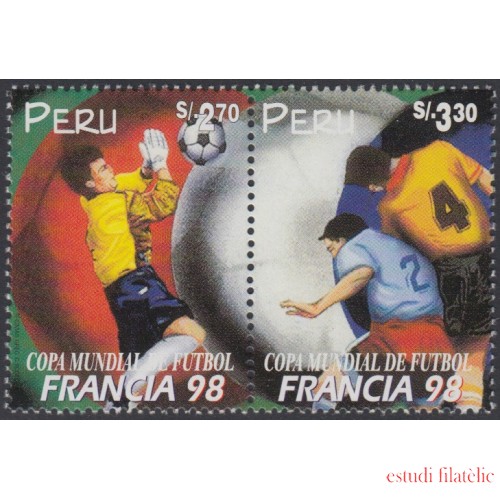 Perú 1131/32 1998 Copa mundial de fútbol de Francia football MNH
