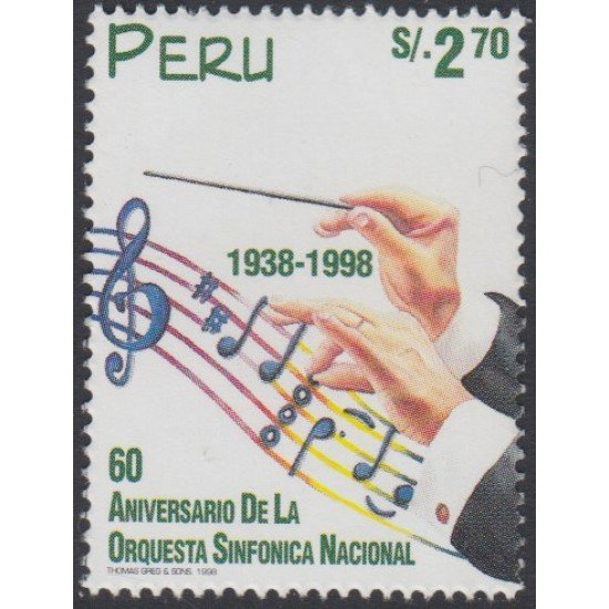 Perú 1143 1998 60 Aniversario de la Orquesta Sinfónica Nacional música music MNH Perú 1143 1998 60 Aniversario de la Orquesta Sinfónica Nacional música music MNH