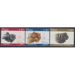 Perú 1192/94 1999 Minerales y fósiles MNH Perú 1192/94 1999 Minerales y fósiles MNH