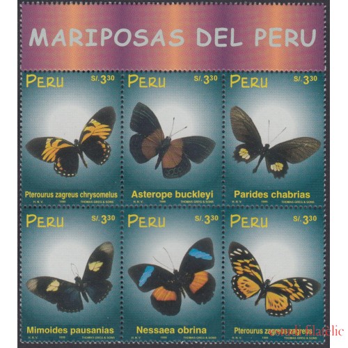 Perú 1203/08 1999 Mariposas del Perú butterfly fauna  MNH