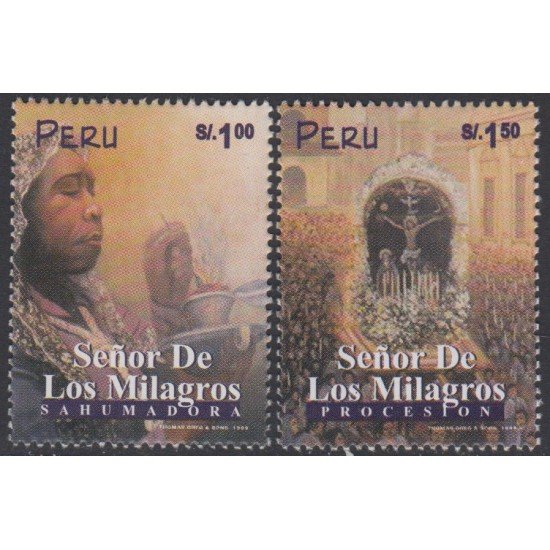 Perú 1209/10 1999 Señor de los milagros sanadora procesión MNH Perú 1209/10 1999 Señor de los milagros sanadora procesión MNH