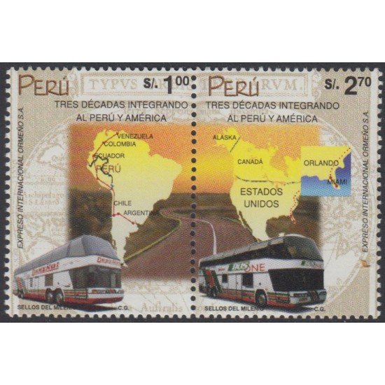 Perú 1238/39 2000 Expreso Internacional Ormeño MNH