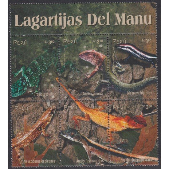 Perú 1242/47 2000 Fauna Lagartijas del Manu fauna  MNH