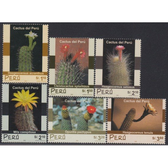Perú 1269/74 2001 Flores Flowers Cactus MNH
