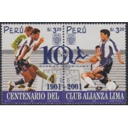 Perú 1276/77 2001 Centenario del club alianza Lima fútbol football MNH