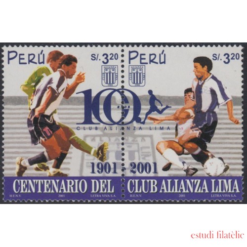 Perú 1276/77 2001 Centenario del club alianza Lima fútbol football MNH