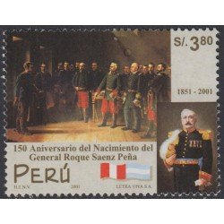 Perú 1279 2001 150 aniversario del nacimiento del General Roque Saenz Peña MNH Perú 1279 2001 150 aniversario del nacimiento del General Roque Saenz Peña MNH