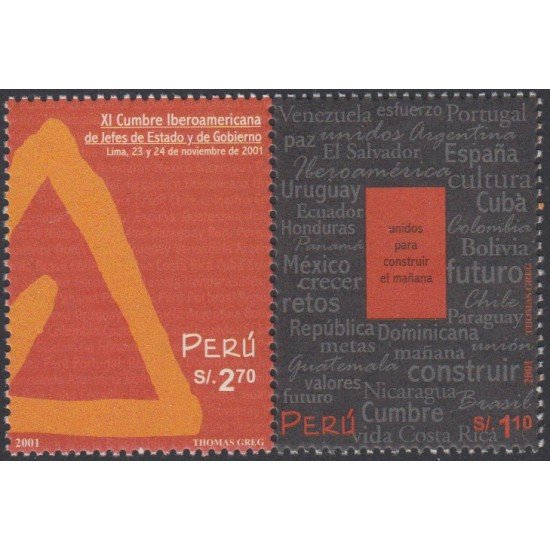 Perú 1283/84 2002 Cumbre Iberoamericana de Jefes de Estado y de Gobiernos MNH Perú 1283/84 2002 Cumbre Iberoamericana de Jefes de Estado y de Gobiernos MNH