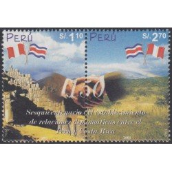 Perú 1285/86 2002 150 Años de relaciones diplomáticas entre Perú-Costa Rica MNH Perú 1285/86 2002 150 Años de relaciones diplomáticas entre Perú-Costa Rica MNH