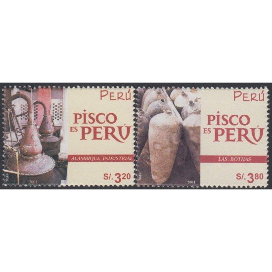 Perú 1295/96 2002 Pisco Botijas Alambique industrial MNH Perú 1295/96 2002 Pisco Botijas Alambique industrial MNH