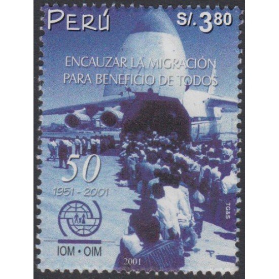 Perú 1297 2002 Cinquentenario de la OIM Avión MNH Perú 1297 2002 Cinquentenario de la OIM Avión MNH