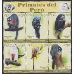 Perú 1318/23 2002 Primates del Perú fauna monkey MNH Perú 1318/23 2002 Primates del Perú fauna monkey MNH