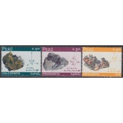 Perú 1324/26 2002 Minerales Calcopirita Pirargirita Esfalerita MNH Perú 1324/26 2002 Minerales Calcopirita Pirargirita Esfalerita MNH