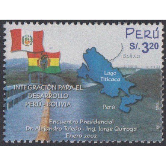 Perú 1333 2002 Integración para el desarrollo Perú- Bolivia MNH Perú 1333 2002 Integración para el desarrollo Perú- Bolivia MNH