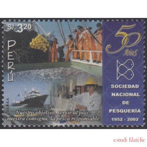 Perú 1334A 2002 50 Años Sociedad Nacional de pesquería barco ship MNH