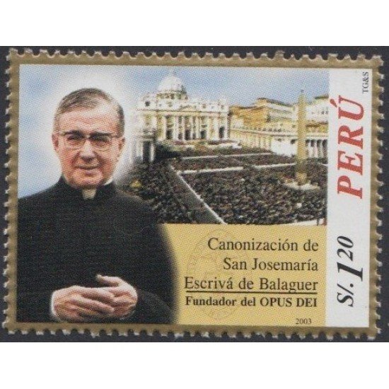 Perú 1340 2003 Canonización de San Josemaría Escrivá de Balaguer MNH