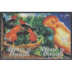 Perú 1347/48 2003 Flora y Fauna Gallito de las rocas Rupícola peruana MNH Perú 1347/48 2003 Flora y Fauna Gallito de las rocas Rupícola peruana MNH