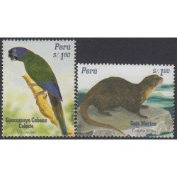 Perú 1372/73 2004 Fauna Guacamayo y Gato Marino MNH Perú 1372/73 2004 Fauna Guacamayo y Gato Marino MNH