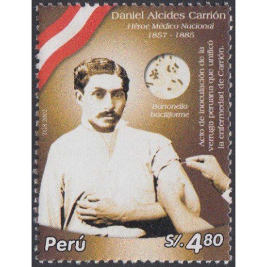 Perú 1392 2004 Daniel Alcides Carrión Héroe Médico Nacional MNH Perú 1392 2004 Daniel Alcides Carrión Héroe Médico Nacional MNH