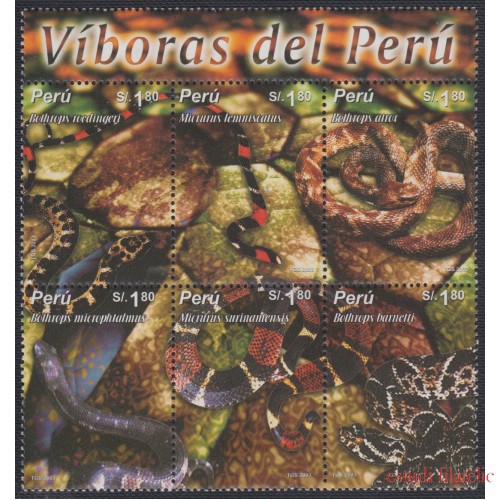 Perú 1393/98 2004 Fauna Serpientes snake  MNH
