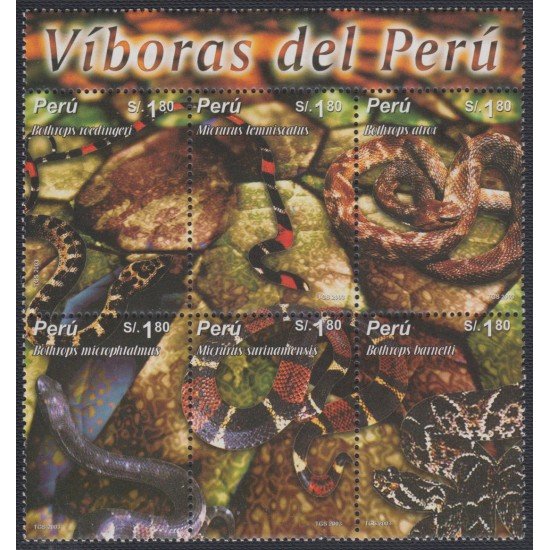 Perú 1393/98 2004 Fauna Serpientes snake MNH Perú 1393/98 2004 Fauna Serpientes snake MNH