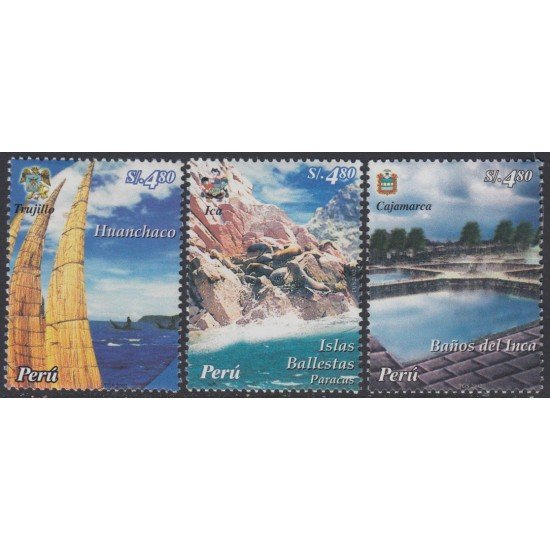 Perú 1428/30 2004 Turismo Huanchaco Islas Ballestas Baños del Inca MNH Perú 1428/30 2004 Turismo Huanchaco Islas Ballestas Baños del Inca MNH