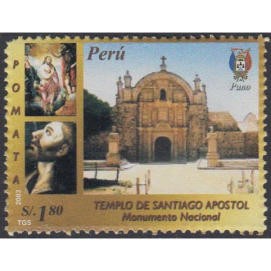 Perú 1433 2004 Templo de Santiago Apóstol Monumento Nacional MNH Perú 1433 2004 Templo de Santiago Apóstol Monumento Nacional MNH