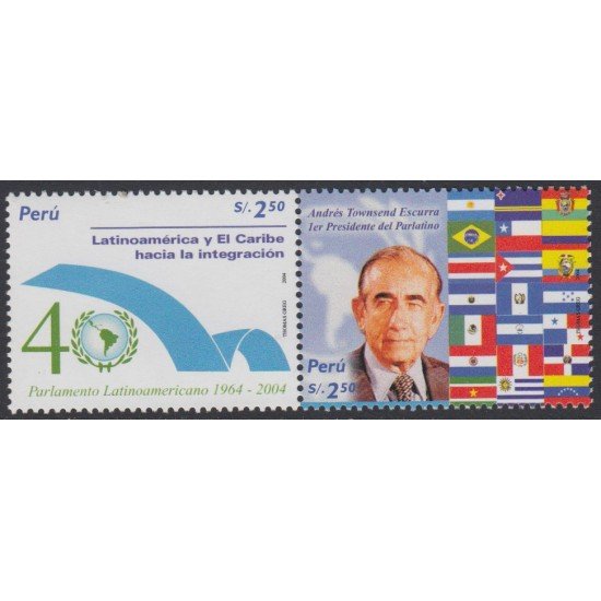 Perú 1449/50 2004 Parlamento Latinoamericano Andrés Townsend 1er presidente MNH Perú 1449/50 2004 Parlamento Latinoamericano Andrés Townsend 1er presidente MNH