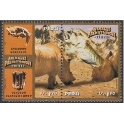 Perú 1464/65 2004 Animales prehistóricos fósiles fauna tigre tiger MNH Perú 1464/65 2004 Animales prehistóricos fósiles fauna tigre tiger MNH