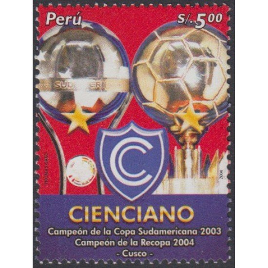 Perú 1472 2005 Fútbol football Cienciano Campeón de la copa sudamericana 2003 MNH Perú 1472 2005 Fútbol football Cienciano Campeón de la copa sudamericana 2003 MNH