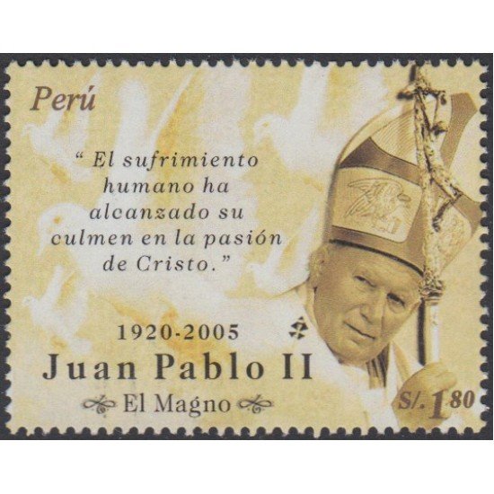 Perú 1509 2005 Papa Juan Pablo II Religión MNH Perú 1509 2005 Papa Juan Pablo II Religión MNH