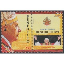 Perú 1514/15 2006 Papa Benedicto XVI Religión MNH Perú 1514/15 2006 Papa Benedicto XVI Religión MNH