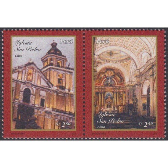 Perú 1522/23 2006 Iglesia San Pedro Lima MNH Perú 1522/23 2006 Iglesia San Pedro Lima MNH