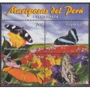 Perú 1534/37 2006 Fauna Mariposas Butterfly MNH
