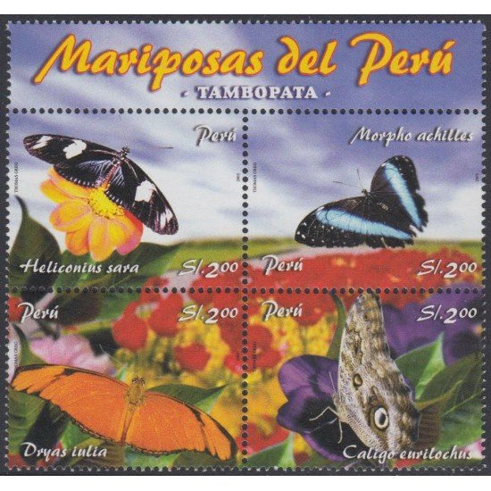 Perú 1534/37 2006 Fauna Mariposas Butterfly MNH Perú 1534/37 2006 Fauna Mariposas Butterfly MNH