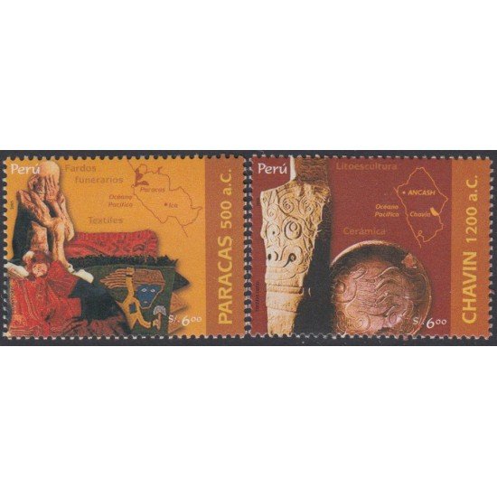 Perú 1540/41 2006 Civilizaciones precolombinas Chavin Paracas MNH