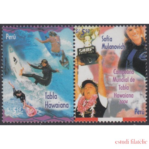 Perú 1586/87 2006 Deporte Surf Sofía Mulanovich campeona del mundo MNH